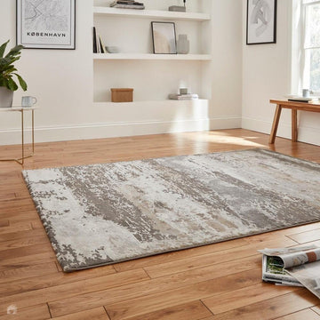 Craft 19788 Modern Abstract Distressed Marbled Metallic Shimmer Soft Textured Grey/Light Grey/Beige/White Rug-Think Rugs-Rug Love - The Most Loved Rug Store